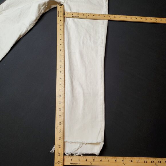 Frame Women Size 24 Le High Straight Jean Raw Stagger Hem Distressed White - Picture 9 of 9